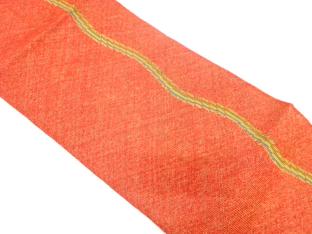 組織　よろけ縞模様織り出し名古屋帯